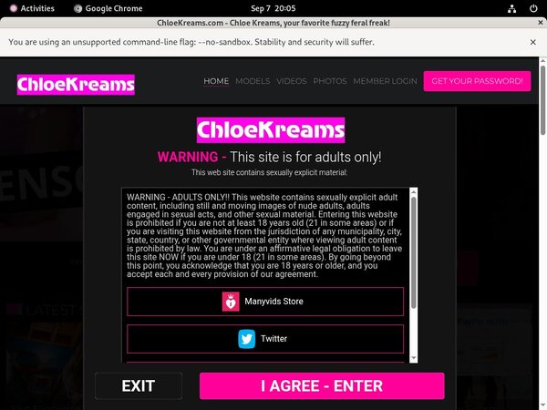 Chloekreams.com Create Account