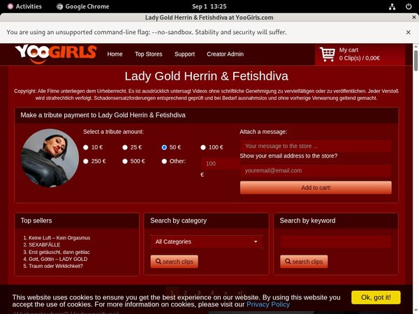 LadyGoldFetishdiva Username Password