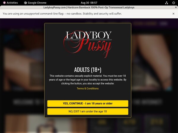 Ladyboy Pussy Sign Up Page